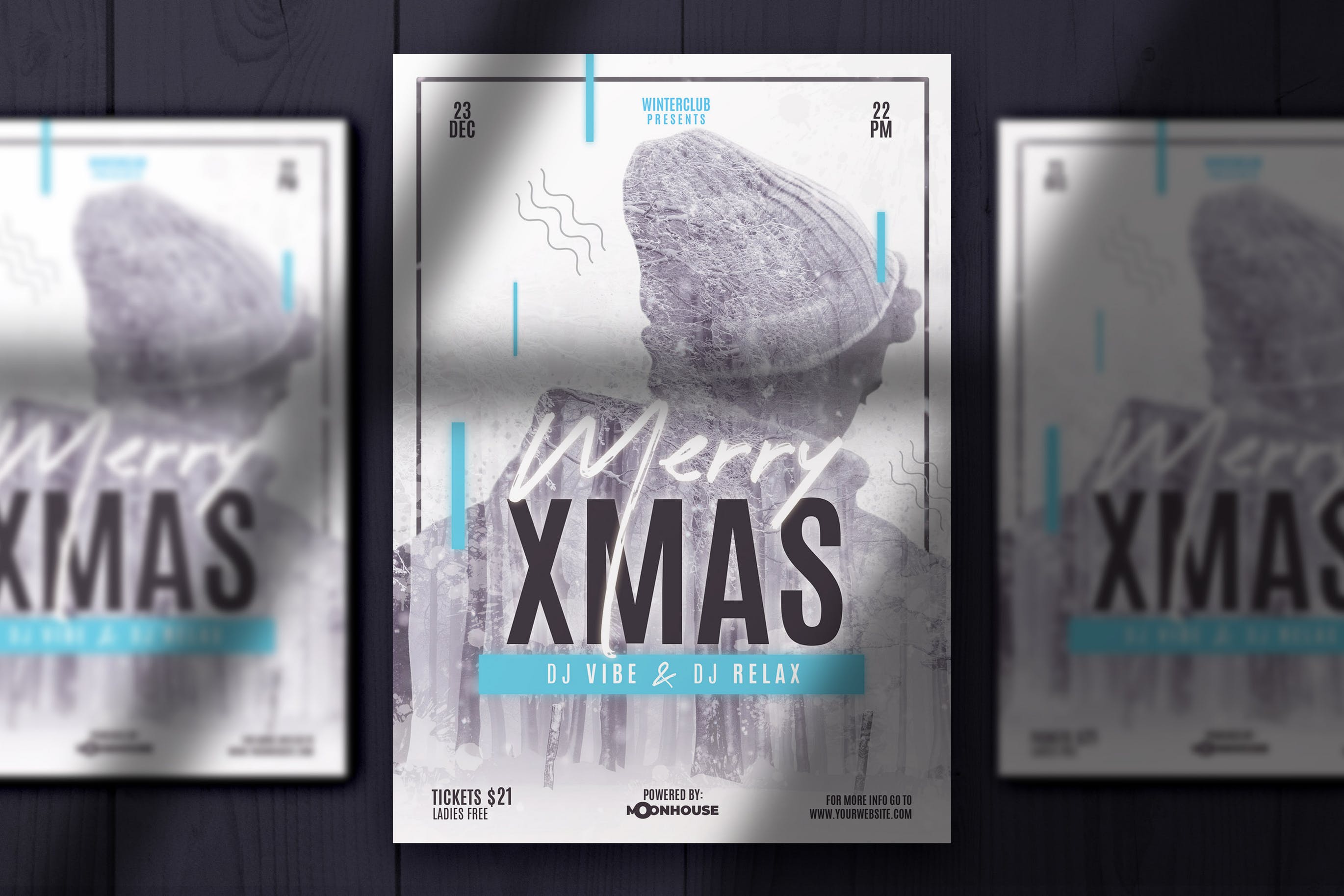 双重曝光个性化圣诞节主题海报设计模板 Christmas Double Exposure Flyer插图