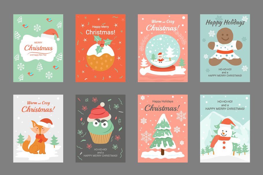 40款圣诞贺卡卡片插画素材 40 Christmas Cards Illustrations插图(1)