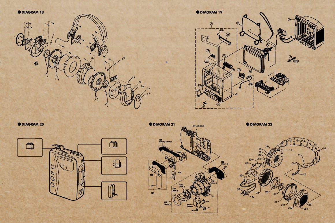 复古视听电器可视化结构矢量图形素材 Retro Diagrams – Audio Visual Edition插图(4)