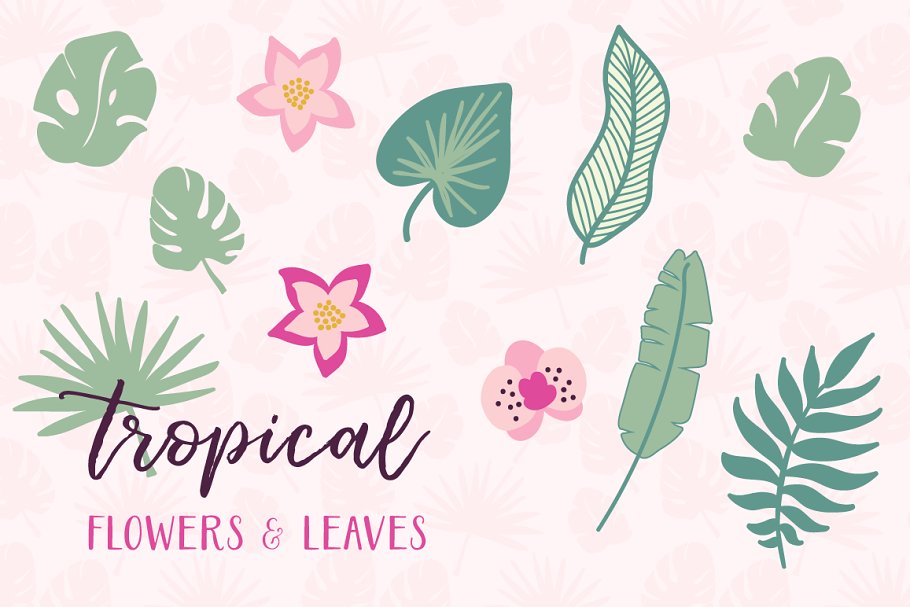 热带丛林手绘树叶无缝图案 Tropical Patterns插图4