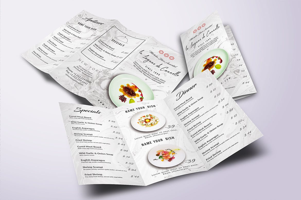 不同国家餐馆三折页菜单设计模板合集 Different Countries Trifold Food Menu Bundle插图8