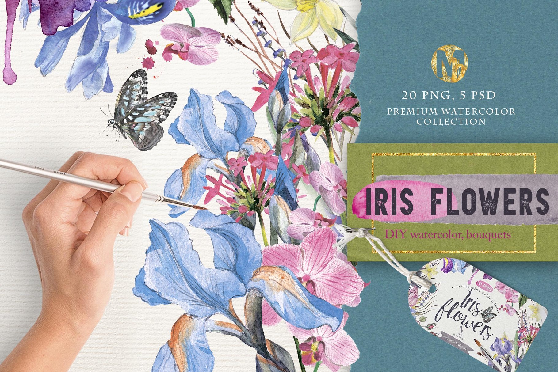 DIY水彩鸢尾花卉插画v1 Watercolor DIY "IRIS" vol.1插图 DIY水彩鸢尾花卉插画v1 Watercolor DIY "IRIS" vol.1插图