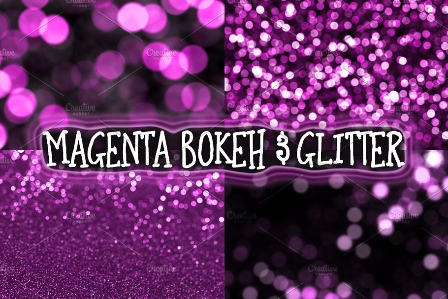 紫色闪光散景背景 Magenta Bokeh & Glitter Backgrounds插图2