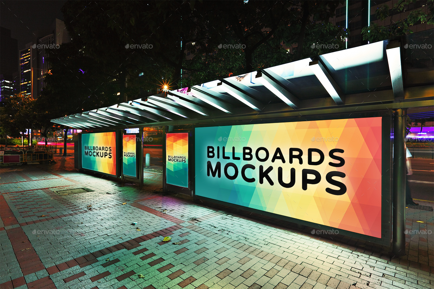夜间广告牌展示样机模版 Billboards Mockups at Night Vol.2插图4