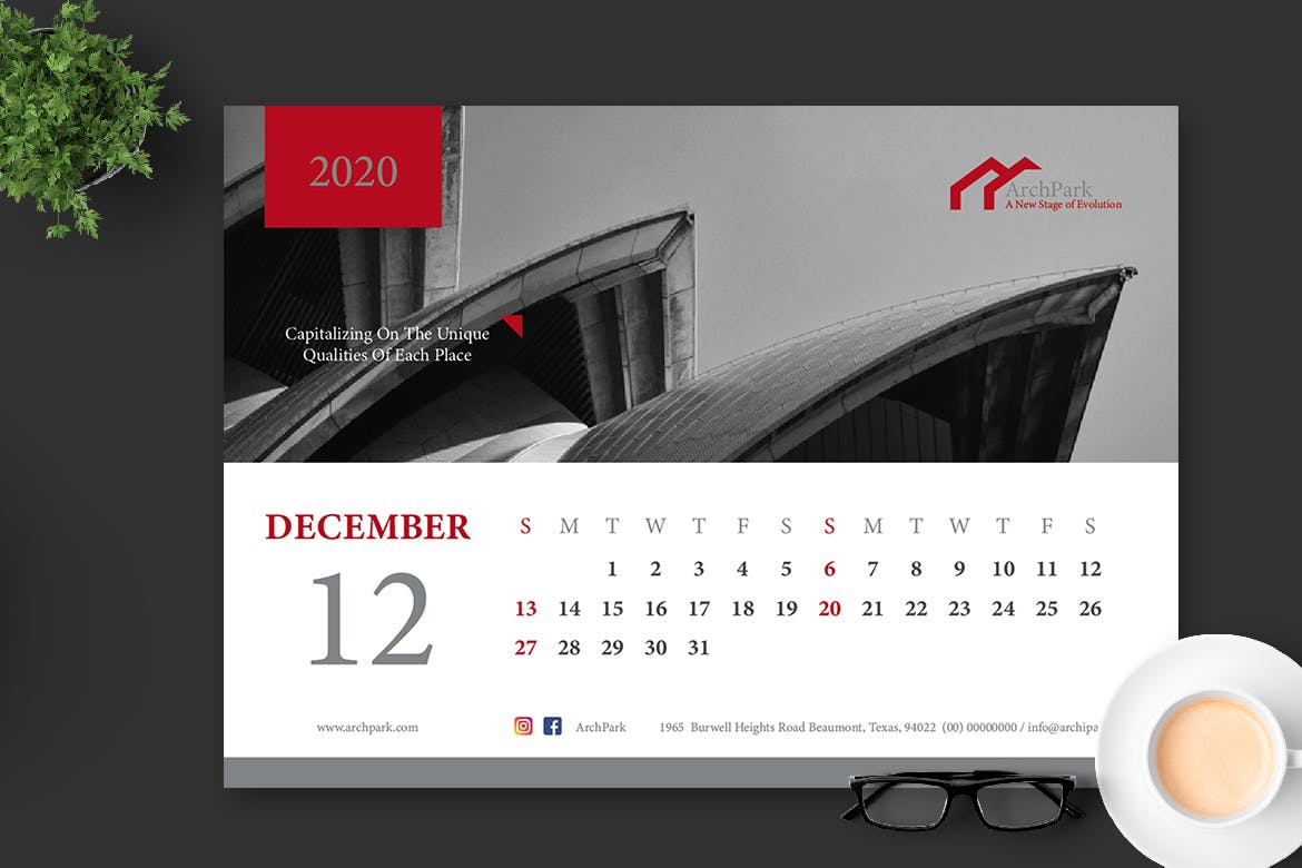 2020年建筑行业主题高端台历设计模板 2020 Architect / Building / Office Calendar Pro插图7