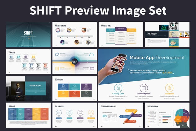 数据类报告PPT幻灯片模板合集 SHIFT Powerpoint Template插图(1)