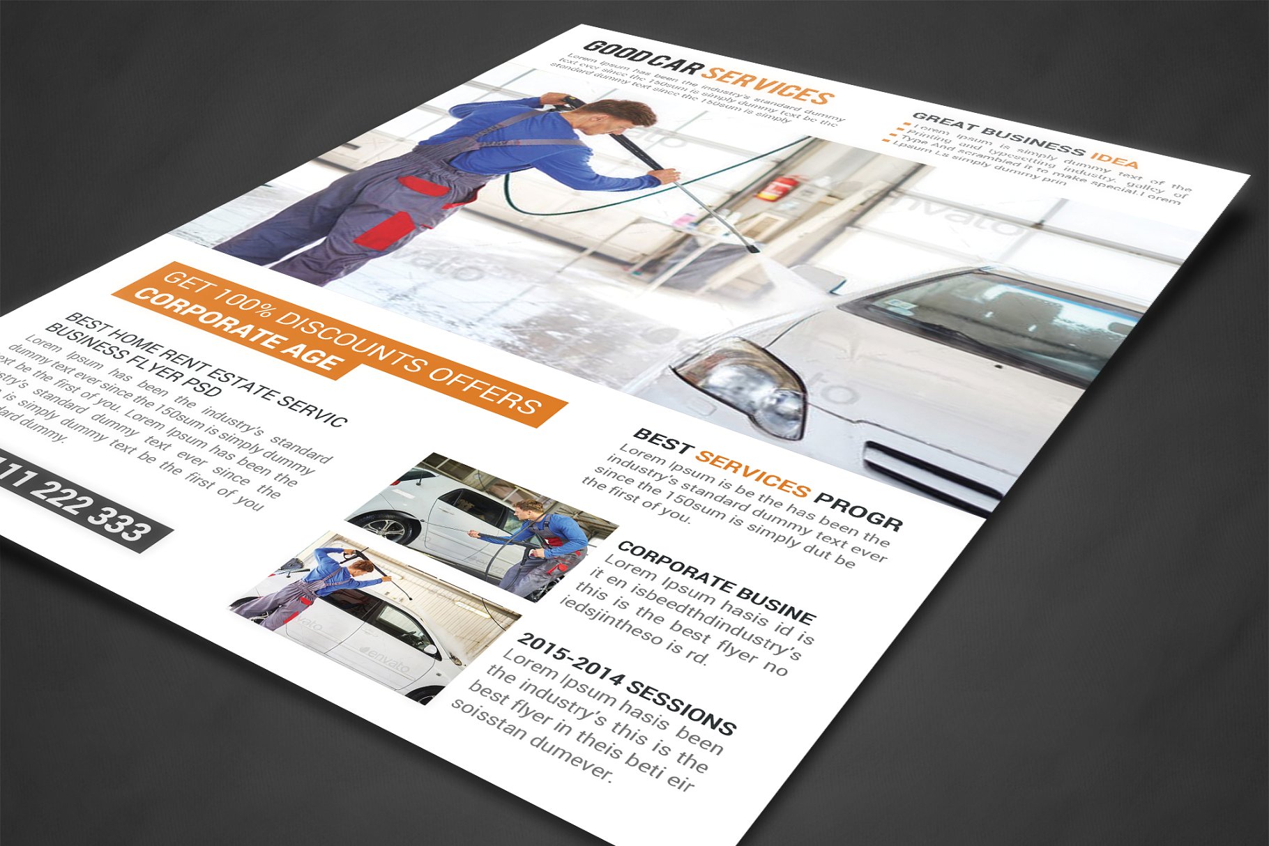 洗车店促销活动海报设计模板 Car Wash Flyer插图(1)
