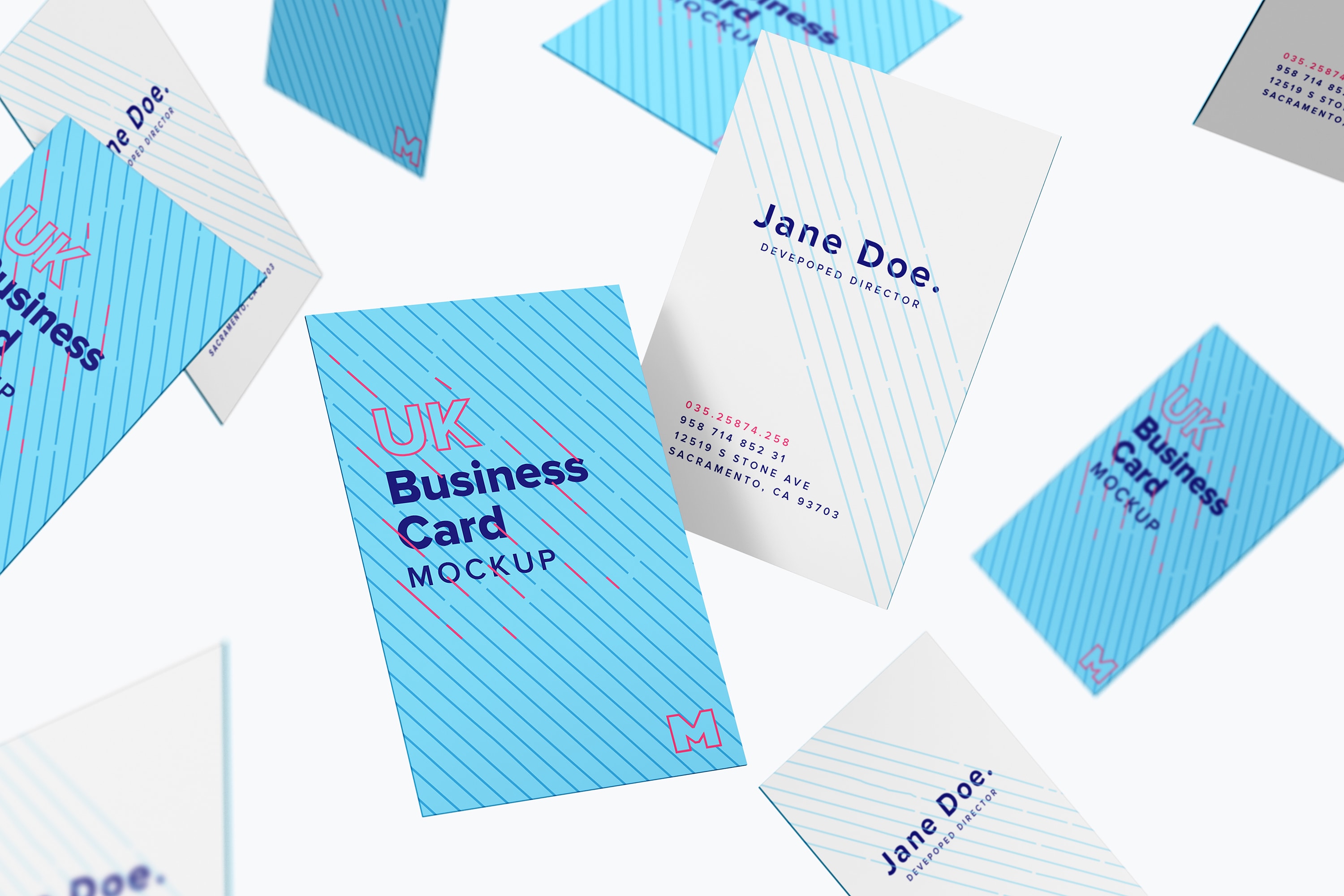 UK标准尺寸高端企业名片设计样机模板05 UK Business Card Mockup 05插图(2)