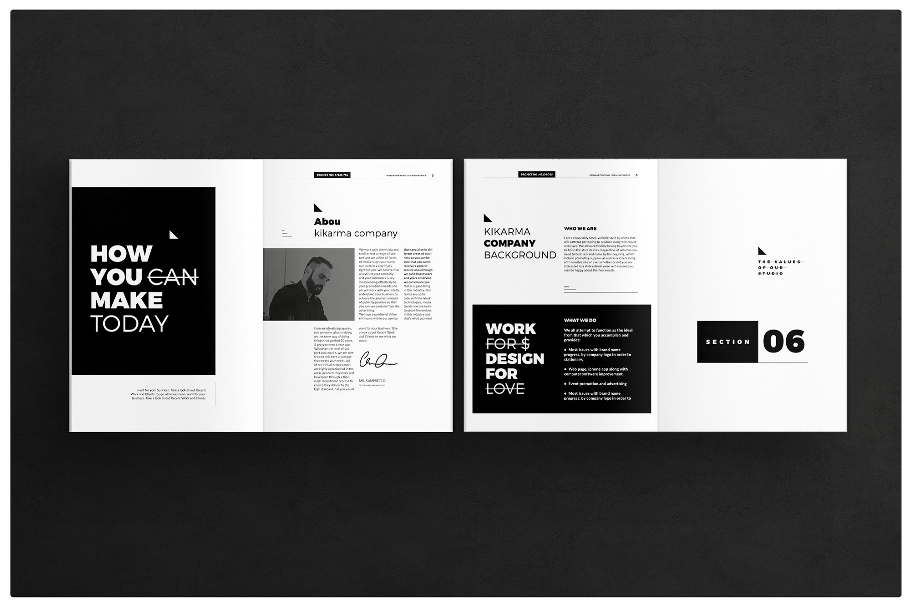黑白风产品品牌企业画册设计模板 Proposal Template插图(3)