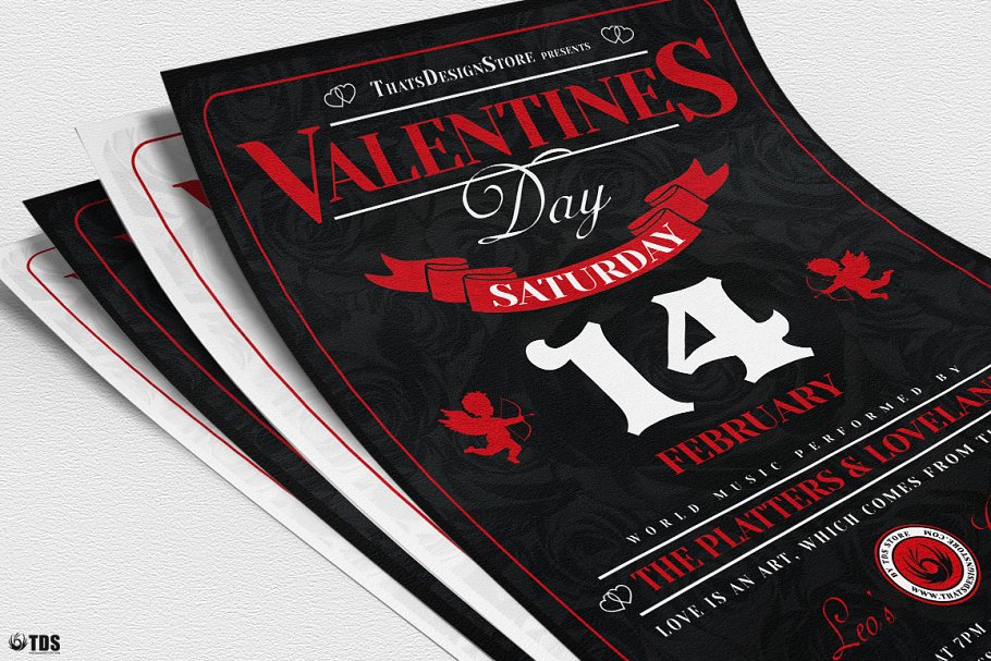 浪漫情人节传单PSD模板v12 Valentines Day Flyer PSD V12插图(4)