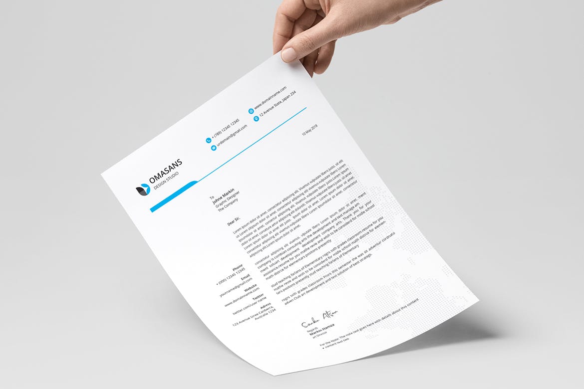 现代设计风格公开信/推荐信企业信纸设计模板03 Letterhead Template 03插图3