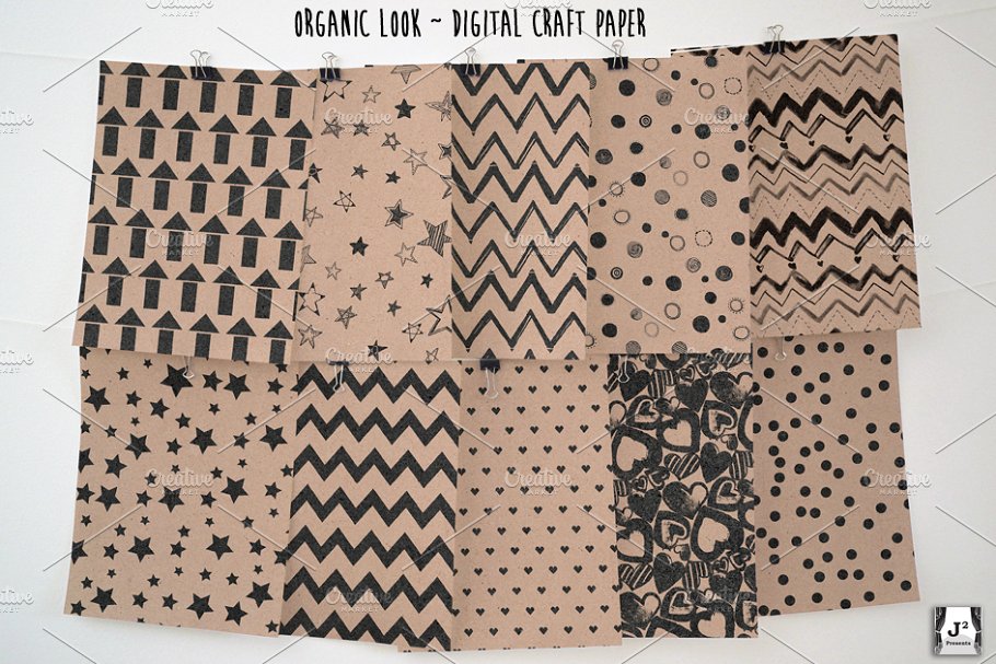 10款有机牛皮纸图案纹理 10 Organic Kraft Paper Patterns插图(2)