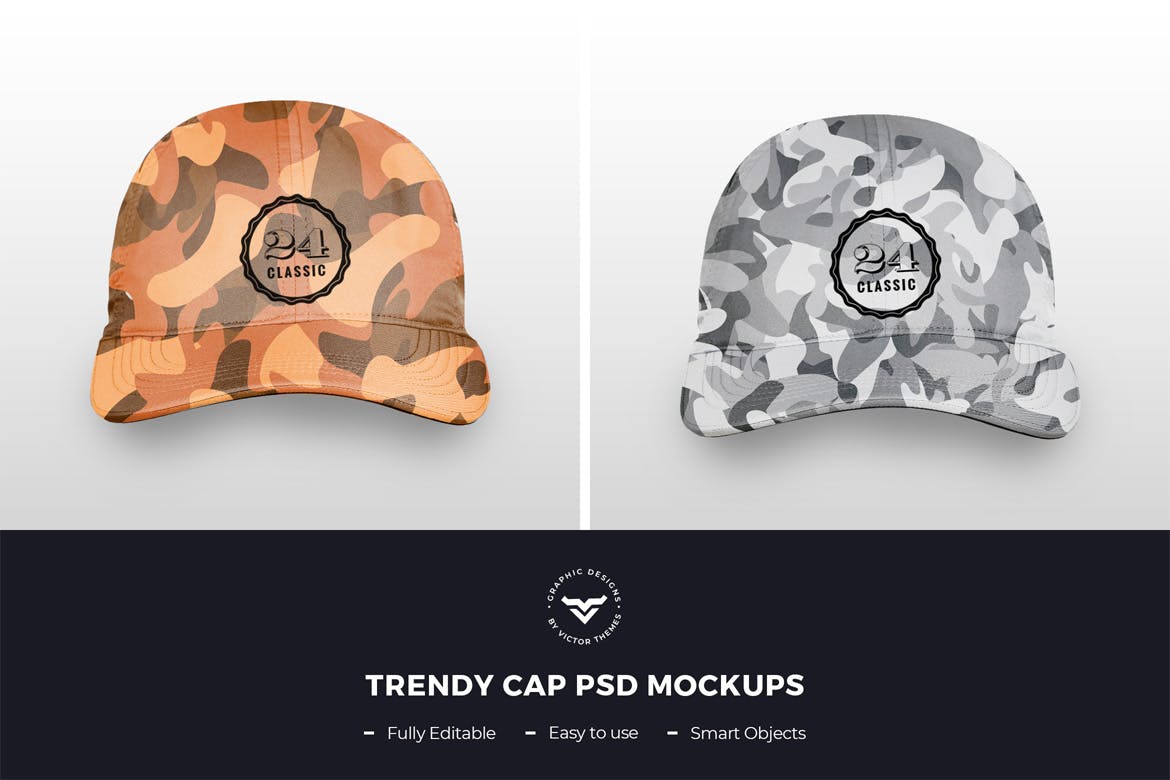 鸭舌帽外观设计预览样机 Trendy Hat Mockups插图1
