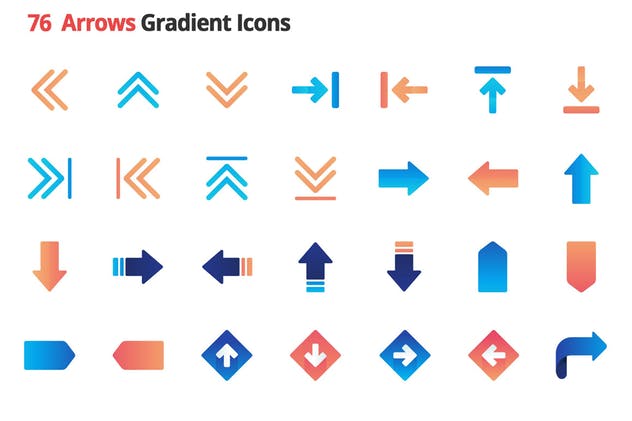 76枚箭头标识系统操作渐变矢量图标 Arrows Gradient Vector Icons插图(1)