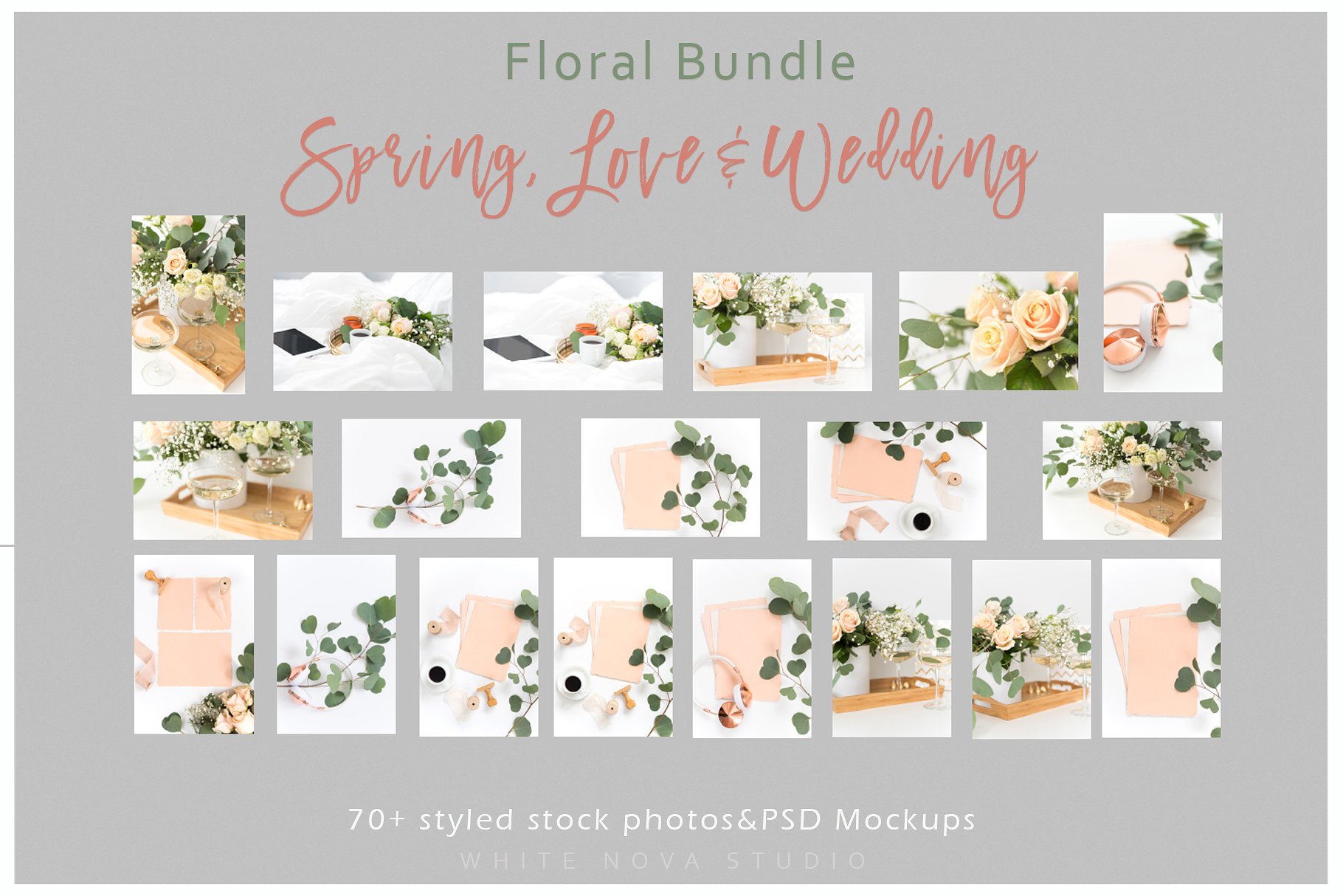 春天主题婚礼花卉背景贴图样机[1.1GB] Floral Bundle: Spring Love & Wedding插图(15)