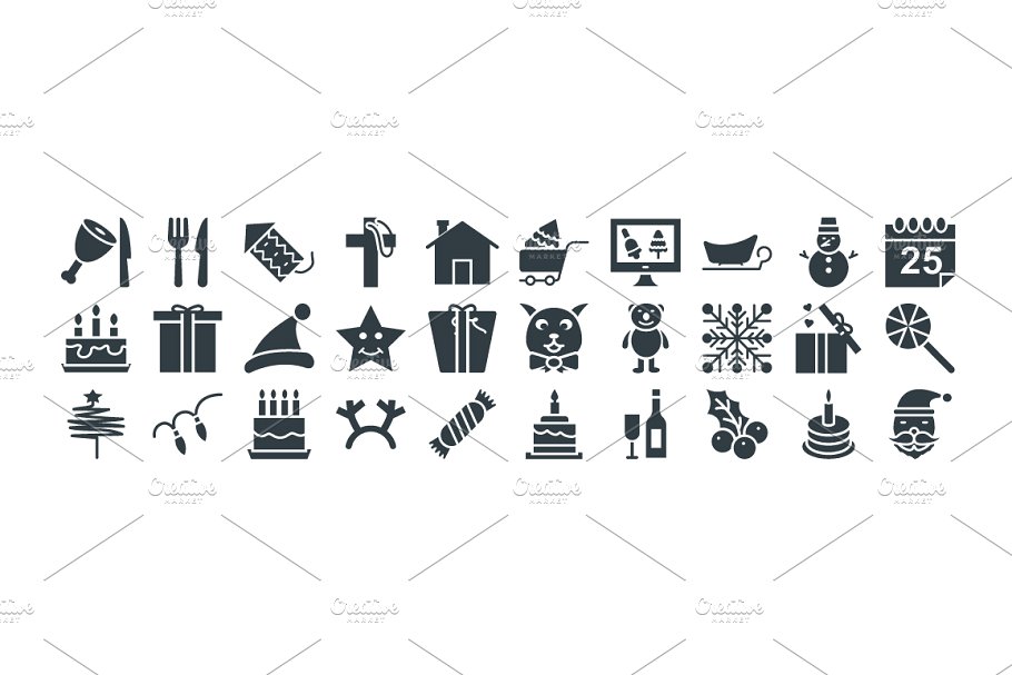 100+圣诞节日装饰矢量图标 100+ Christmas Vector Icons插图(2)