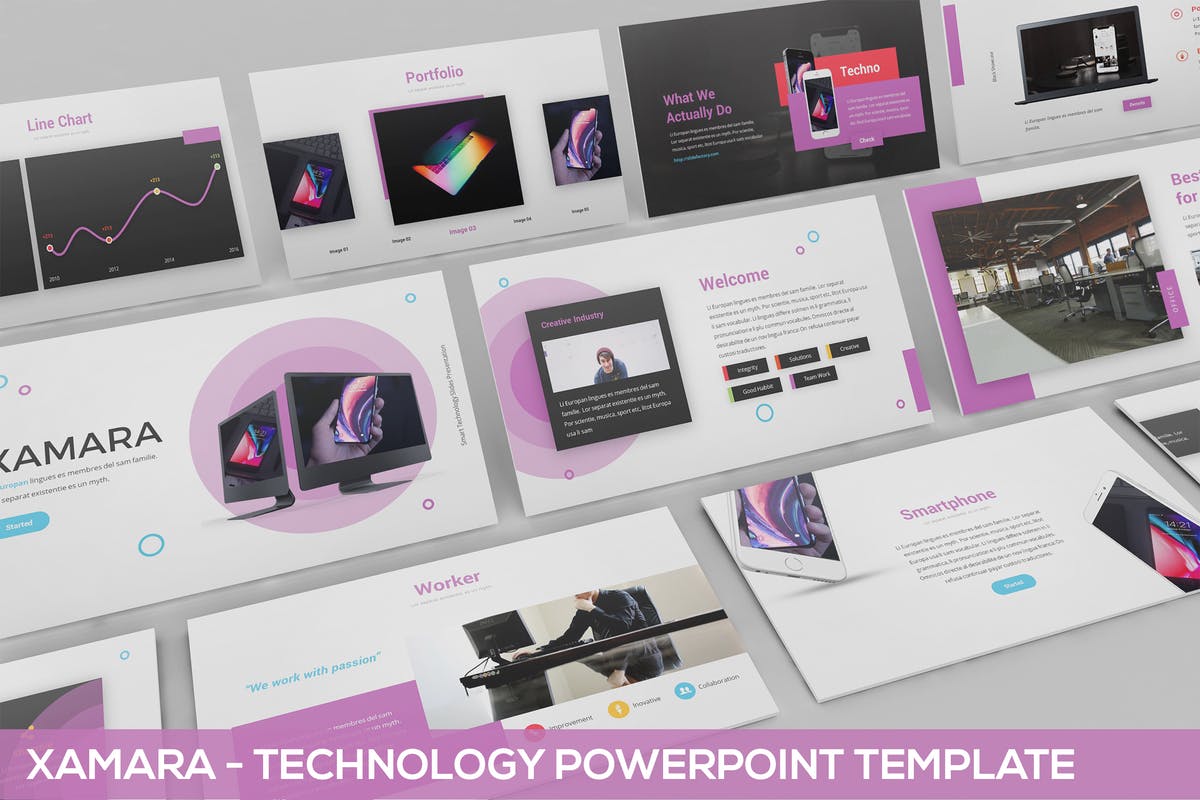 互联网IT初创企业演示PPT模板 XAMARA – Technology Powerpoint Template插图