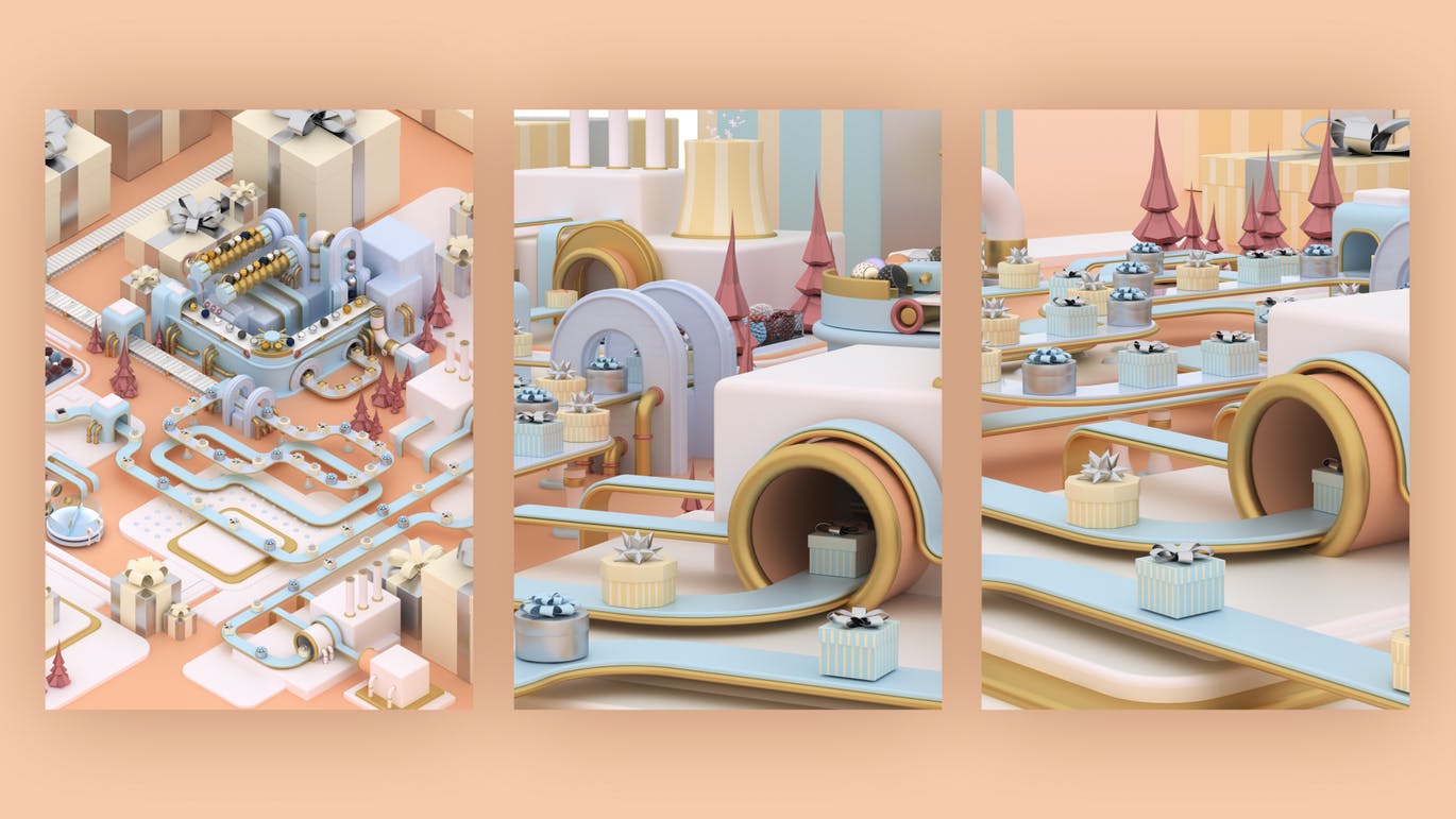 3D建模圣诞节主题概念工厂场景PNG素材 Christmas Factory插图(10)