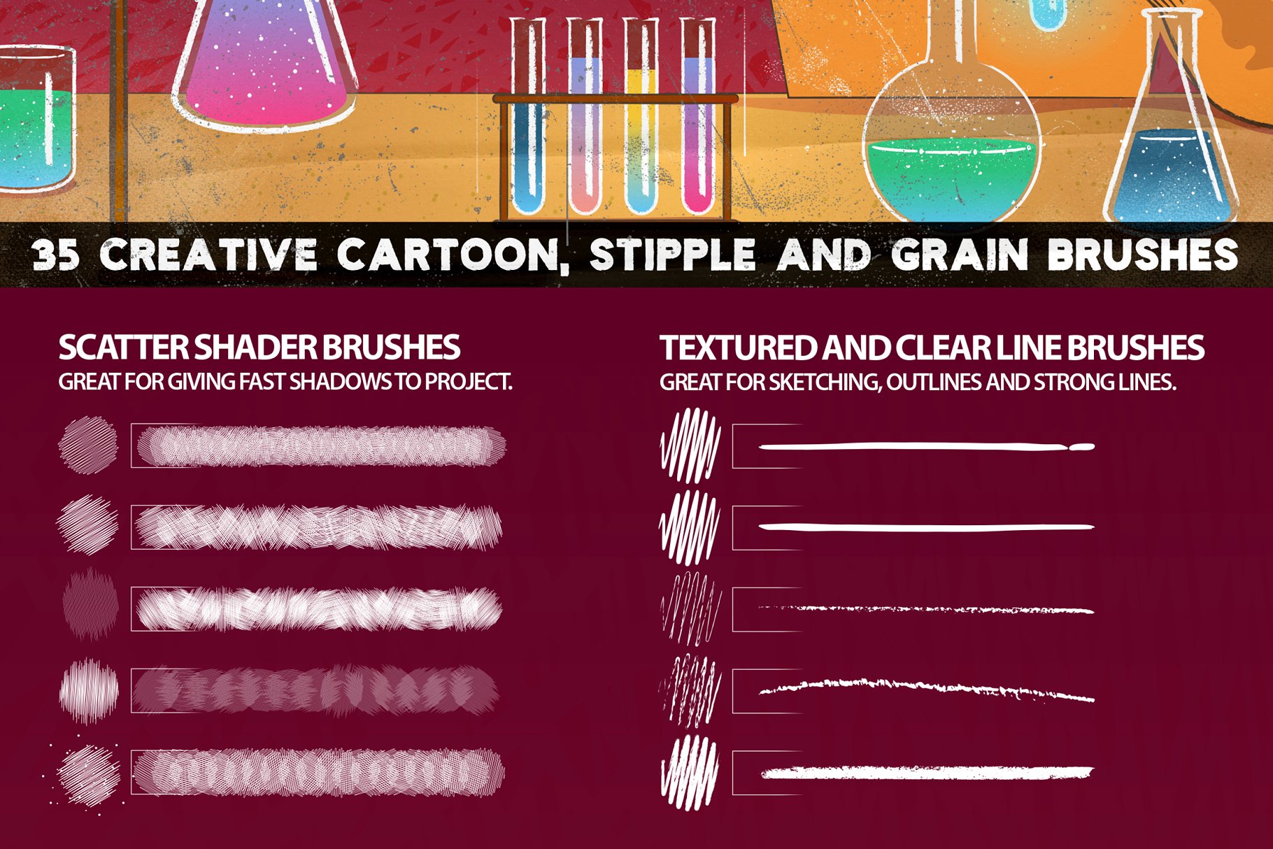 分散着色器PS&AI笔刷 CHEMIST Illustrator Brushes插图(4)