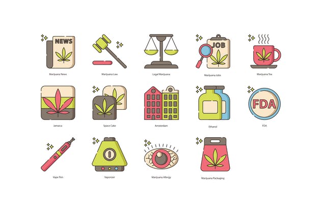 84枚大麻&草药主题图标 84 Marijuana & Weed Icons | Hazel Series插图(5)