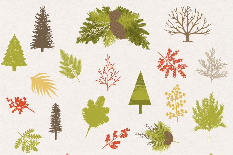 乡村圣诞矢量图形与无缝图案纹理 Rustic Christmas Graphics & Patterns插图(2)