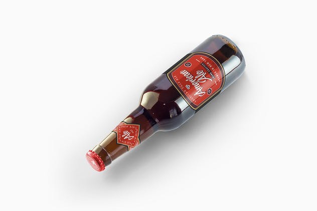 啤酒玻璃樽玻璃瓶外观保证样机 Beer Amber Bottle Mockup插图(4)