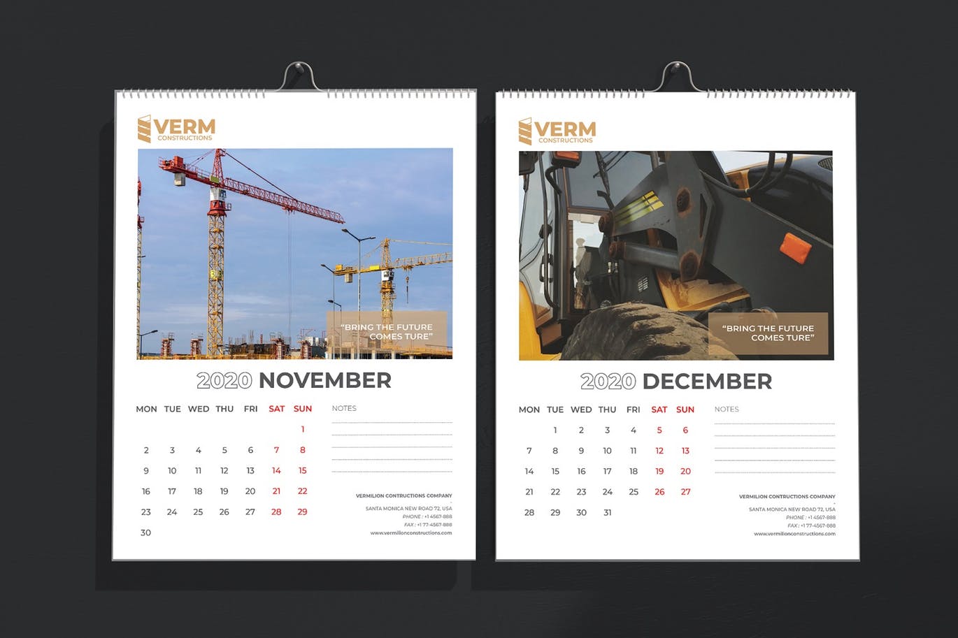 2020年建筑主题台历&挂墙日历表设计模板 Construction Wall & Table Calendar 2020插图(8)