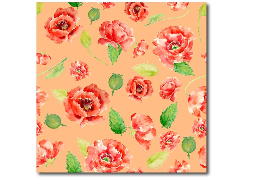 橙色水彩罂粟花图案纹理 Watercolor Poppy Pattern Orange插图(2)