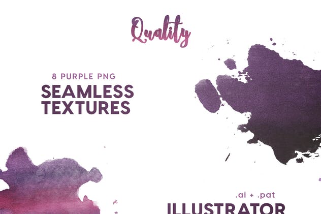 8款紫色水彩无缝纹理素材 Watercolor Seamless Textures – Purple Pack插图3
