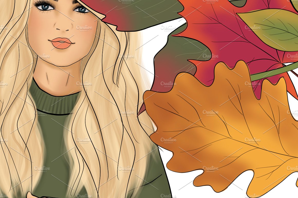 丰收的季节手绘设计插画素材+纹理 Happy Fall Autumn Design Kit插图3