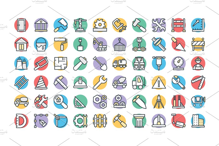 100+建筑基建主题矢量图标 100+ Construction Vector Icons插图(1)