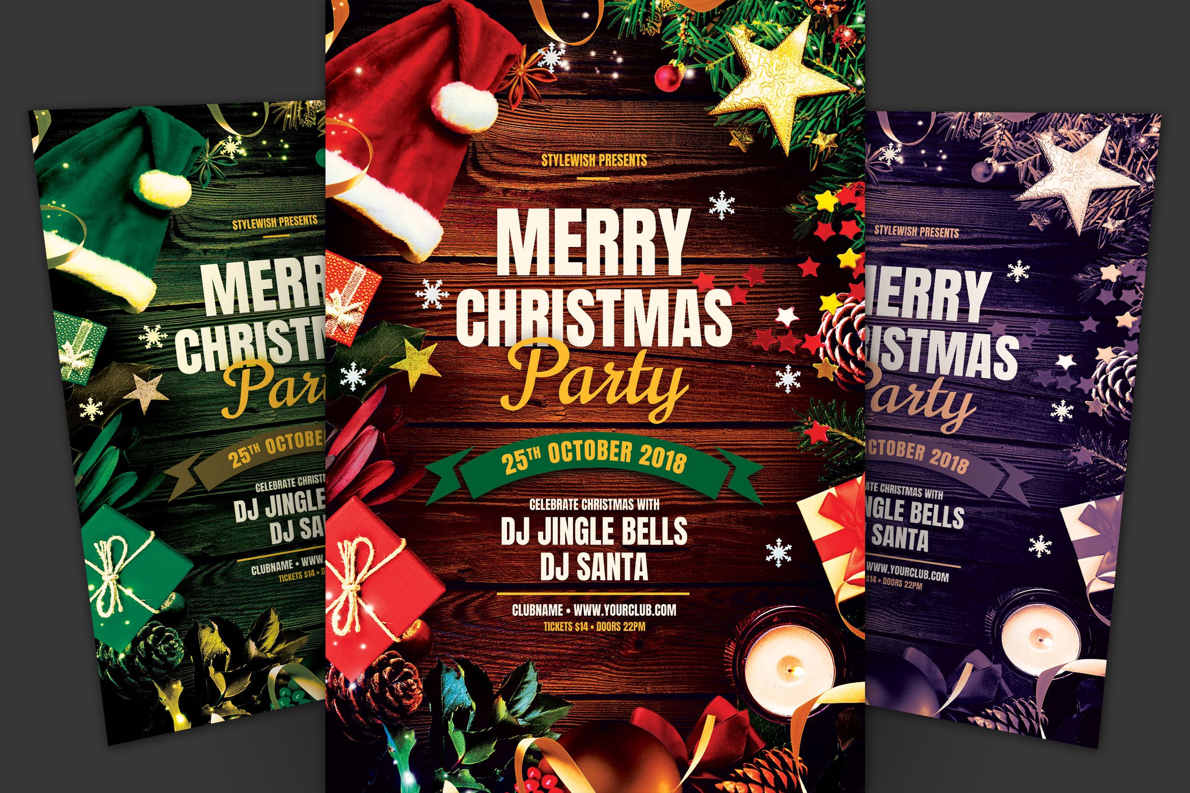 浓厚节日氛围圣诞节庆祝活动海报传单设计模板 Merry Christmas Party Flyer插图