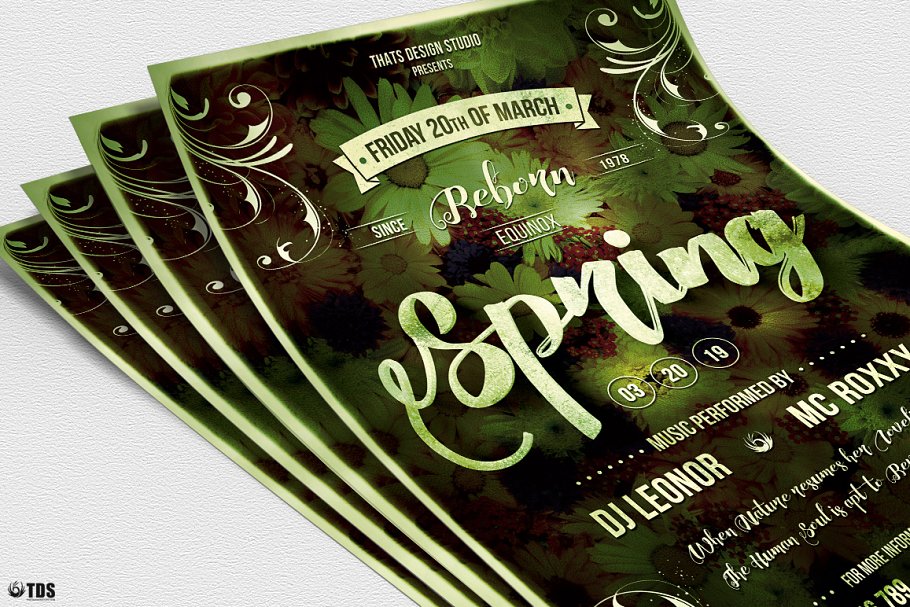 春季繁花背景传单海报PSD模板v1 Spring Equinox Flyer PSD V1插图(4)