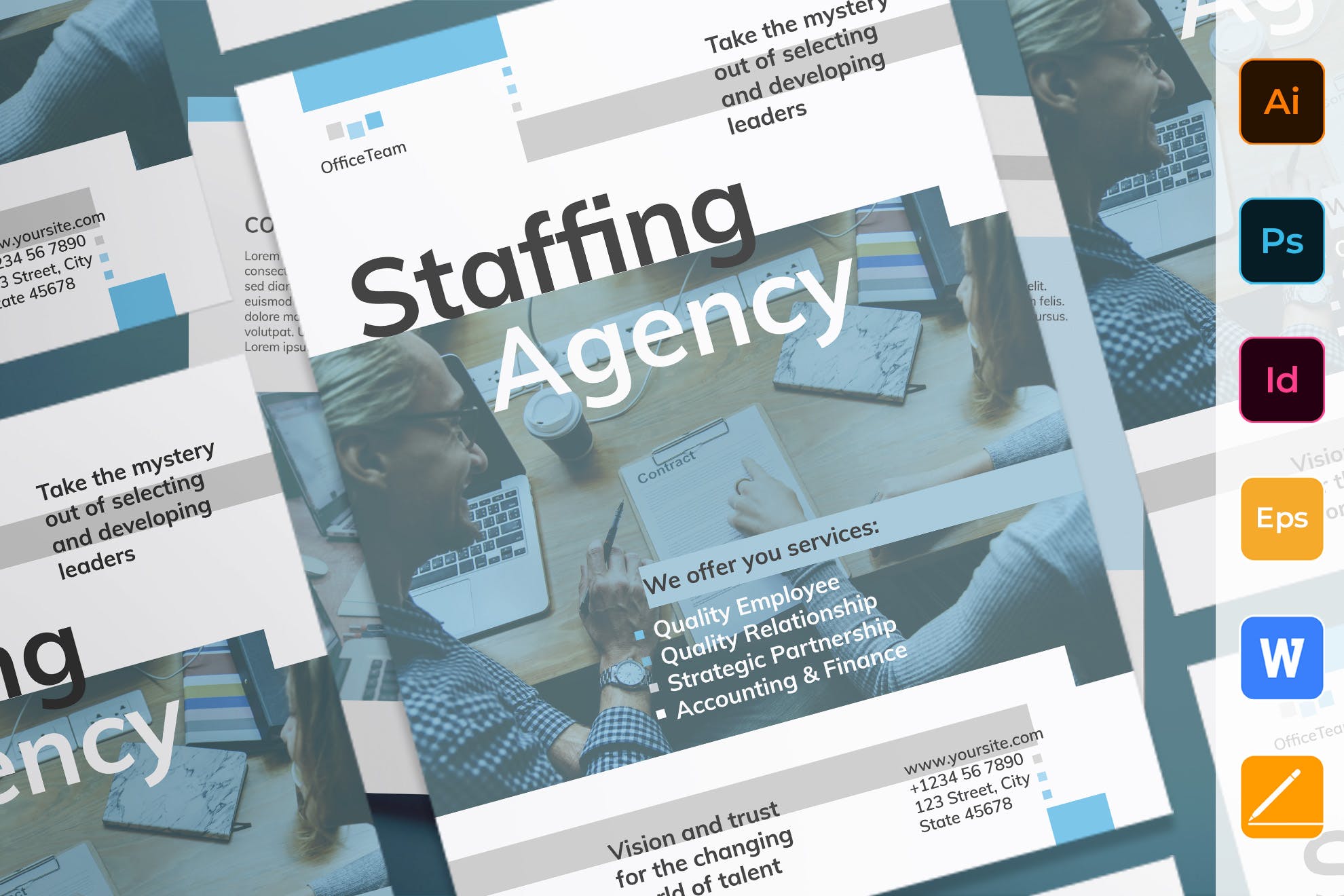 人力资源市场宣传海报设计模板 Staffing Agency Poster插图