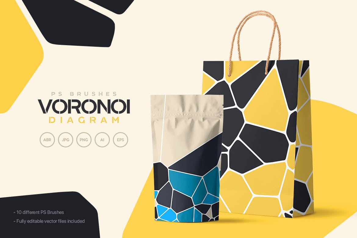 Voronoi不规则多边形几何图案PS笔刷 Voronoi Diagram Photoshop Brushes插图(1)