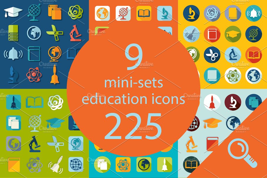 9套在线教育/在线课程图标 9 EDUCATION sets of icons插图