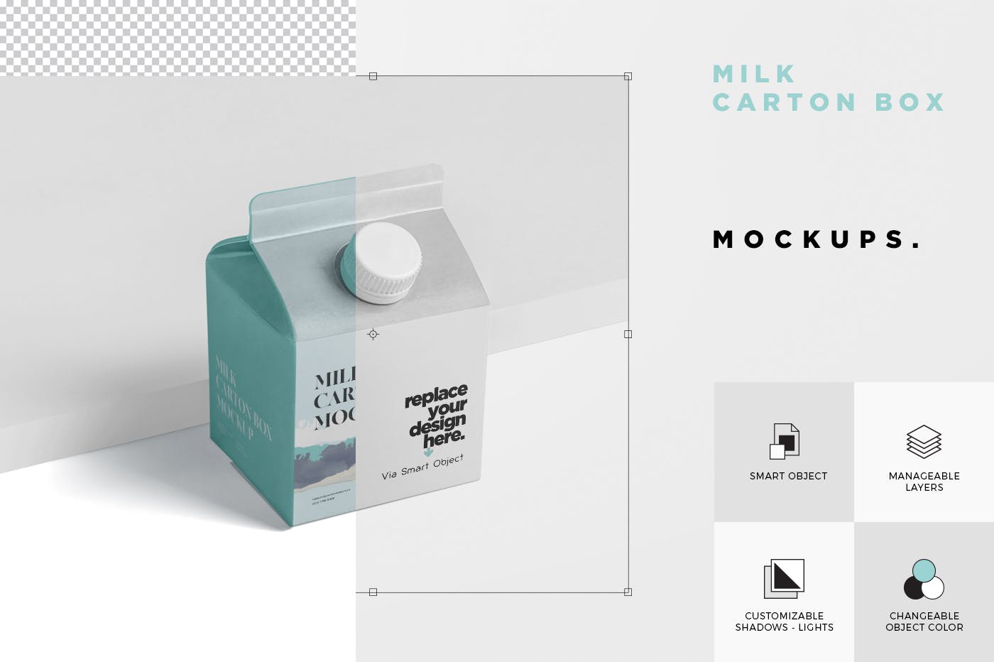 250毫升果汁/牛奶包装盒外观设计样机模板 Juice – Milk Mockup – 250ml Carton Box – small siz插图(5)