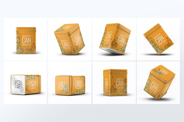 茶叶锡罐外观设计样机模板 Tin Cans Mock-Up Bundle插图(1)