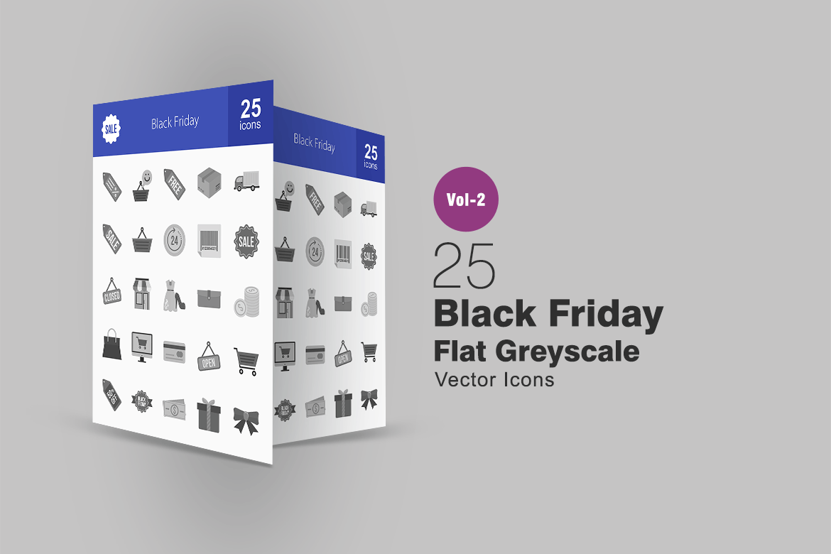 25个黑色星期五购物节主题灰阶图标 25 Black Friday Greyscale Icons插图