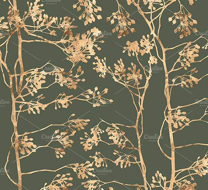 西班牙苔藓&炉甘石金色图案纹理 Spanish Moss & Calamine Gold Pattern插图1