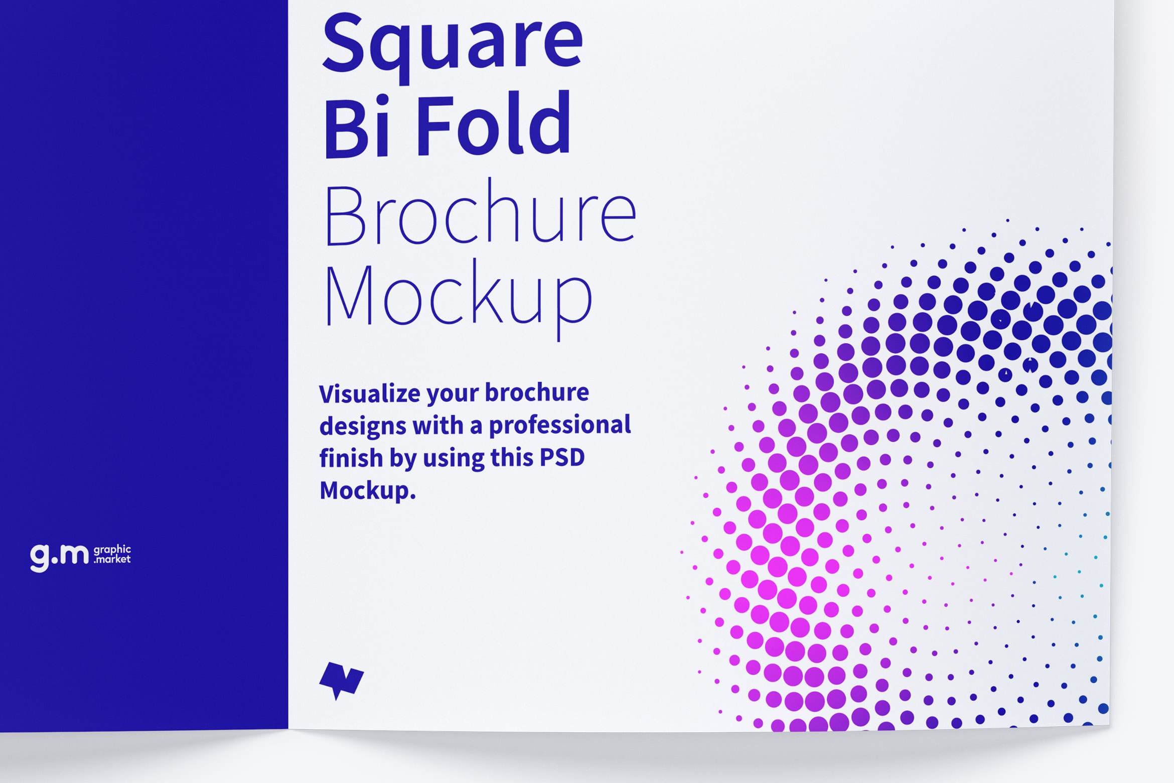 方形双折页企业宣传册＆传单设计效果图样机03 Square Bi Fold Brochure Mockup 03插图4