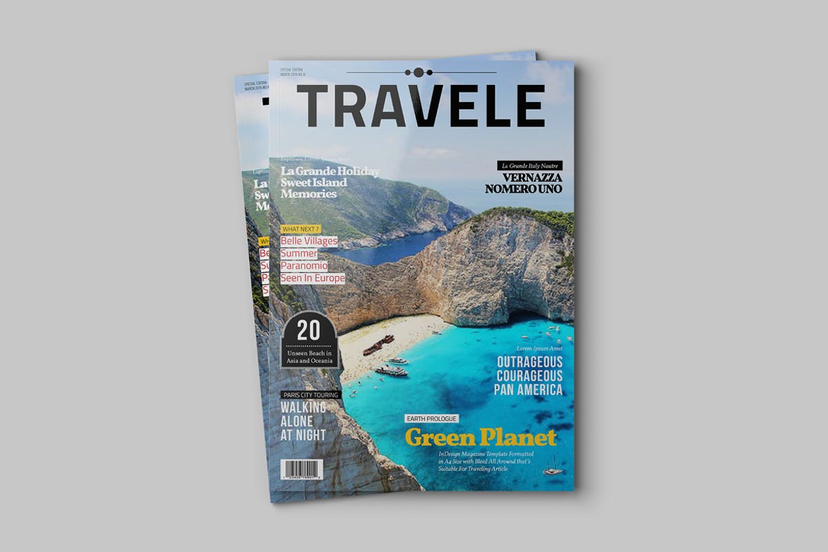 旅行风景主题杂志排版模板 Traveling Magazine插图