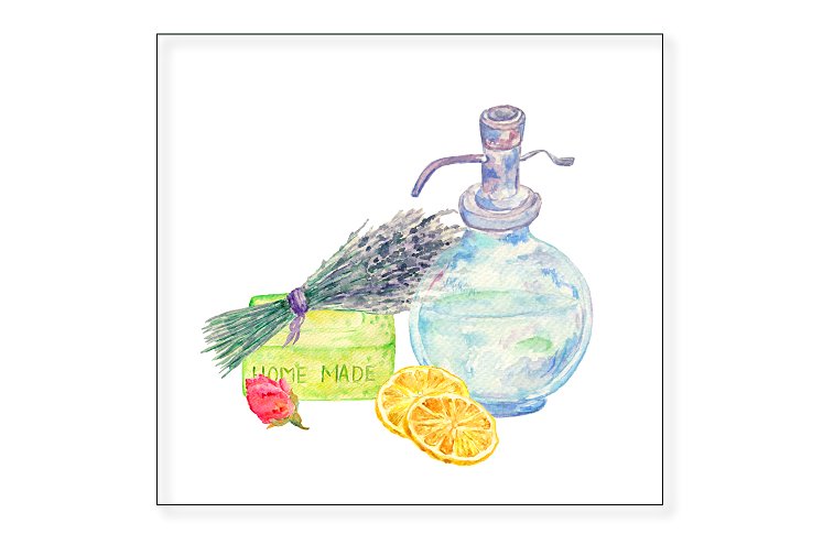 美容护肤品牌水彩手绘插画设计素材 Watercolor Clipart Soap Collection插图(1)