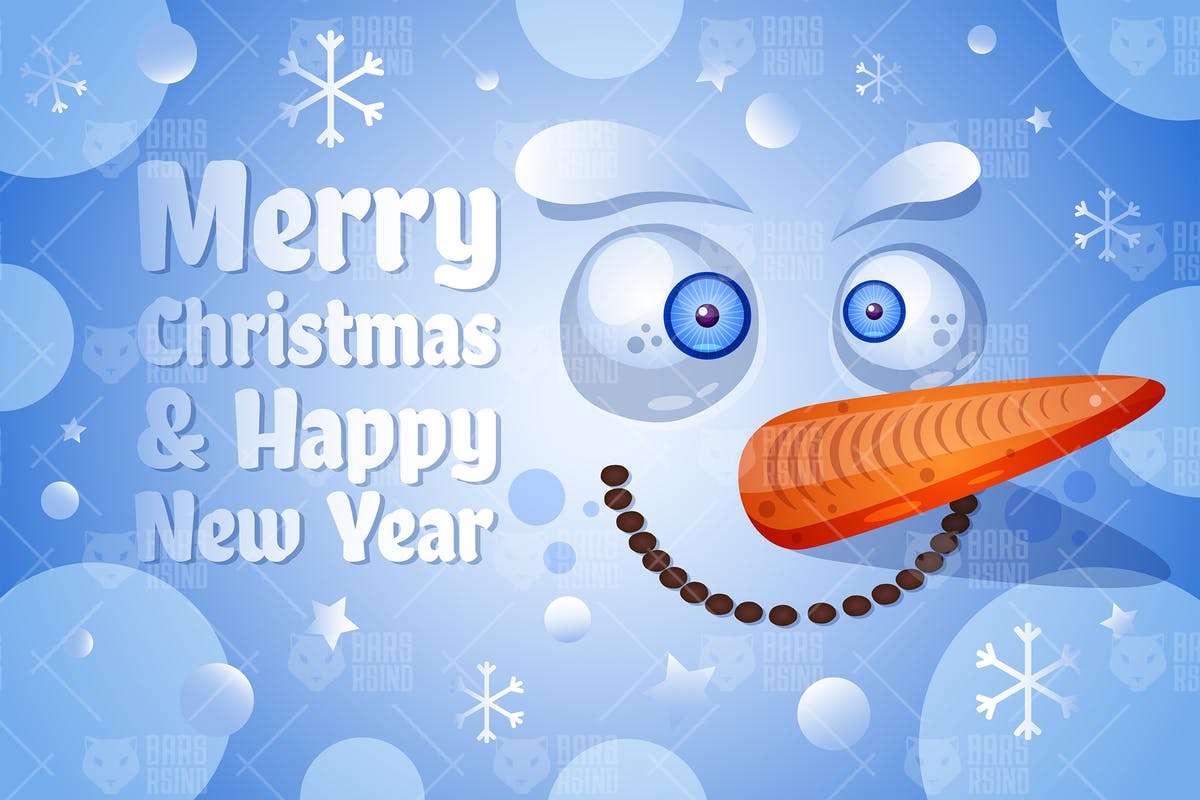 圣诞节&新年雪人插画素材 Merry Christmas & Happy New Year With Snowman插图