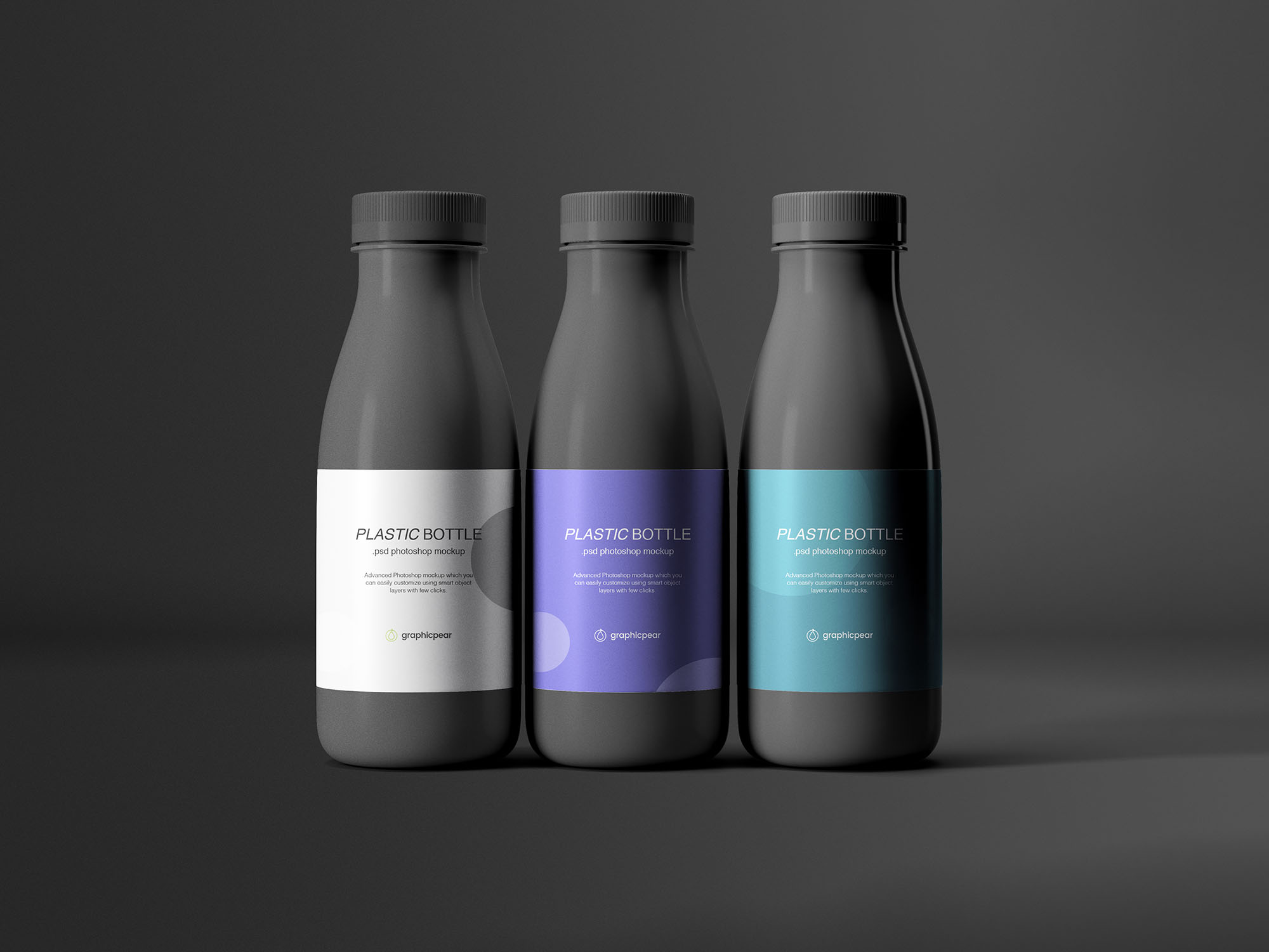牛奶＆饮料塑料瓶外观设计样机模板 Plastic Bottles Mockup插图1