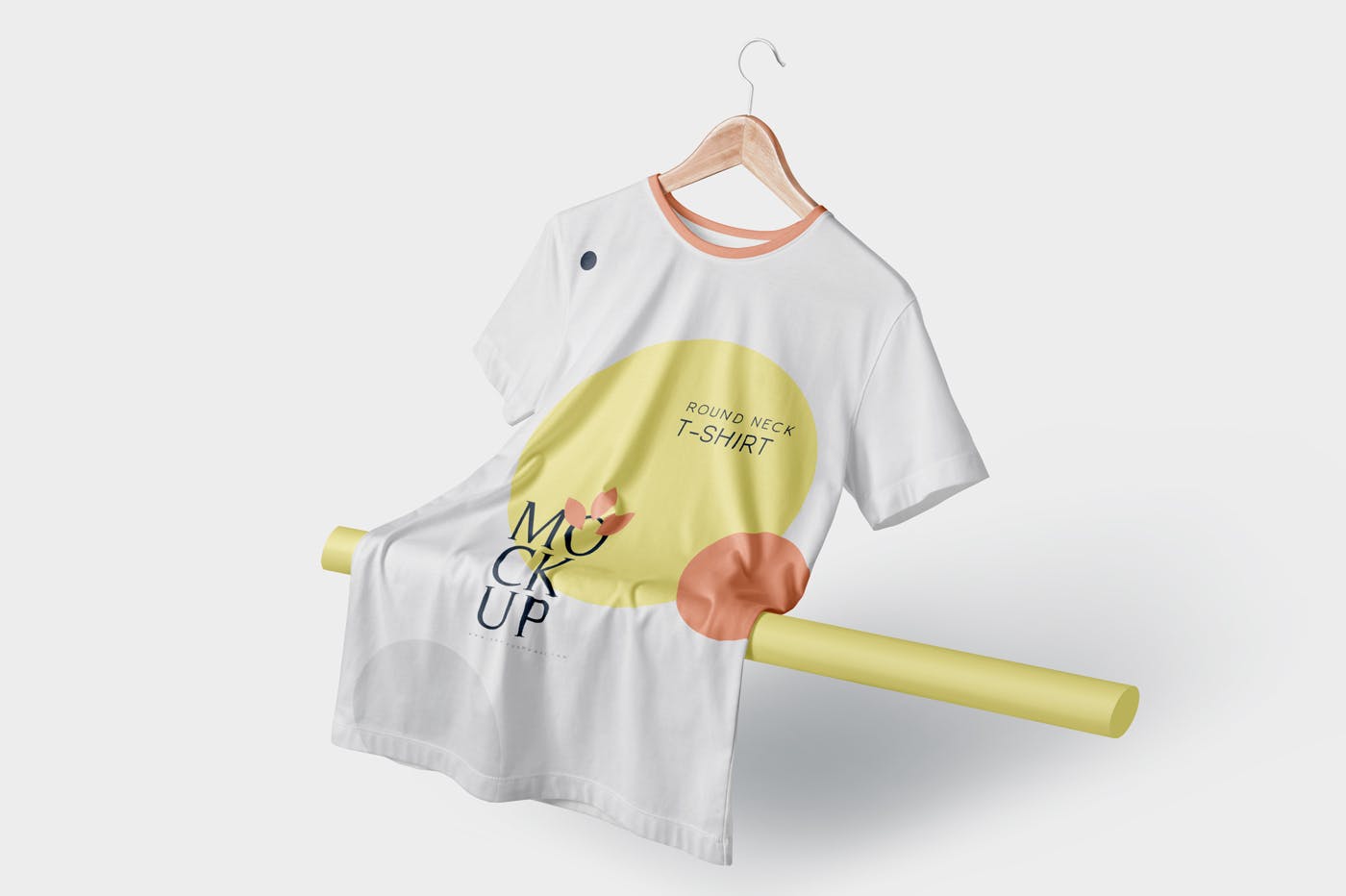 圆领T恤正面印花设计多角度预览图样机 Round Neck T-Shirt Mockups插图(2)