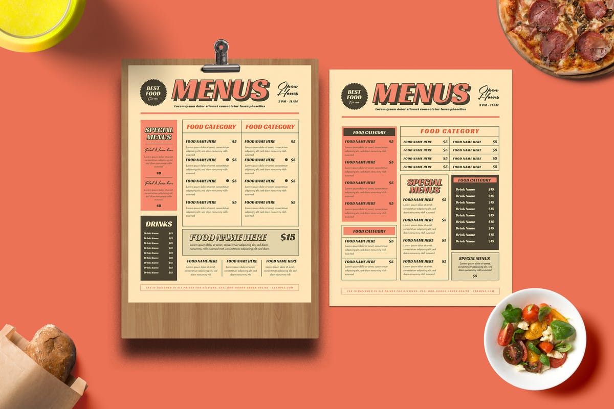 欧美复古设计风格西餐厅菜单设计PSD模板 Retro Menus插图