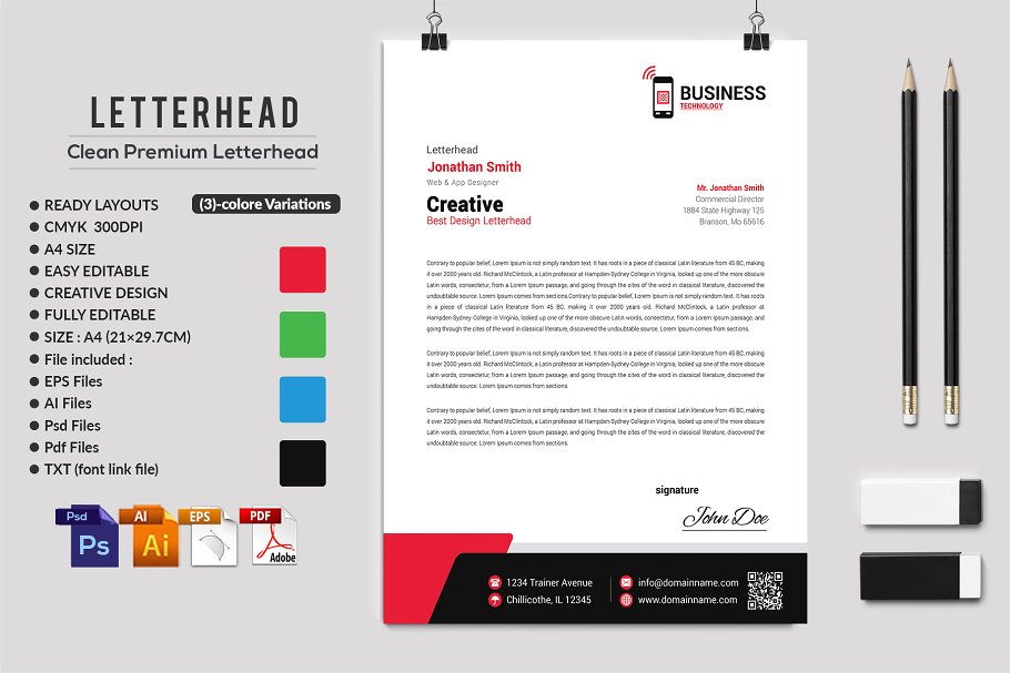 10款企业品牌信笺模板 Letterhead Bundle插图2