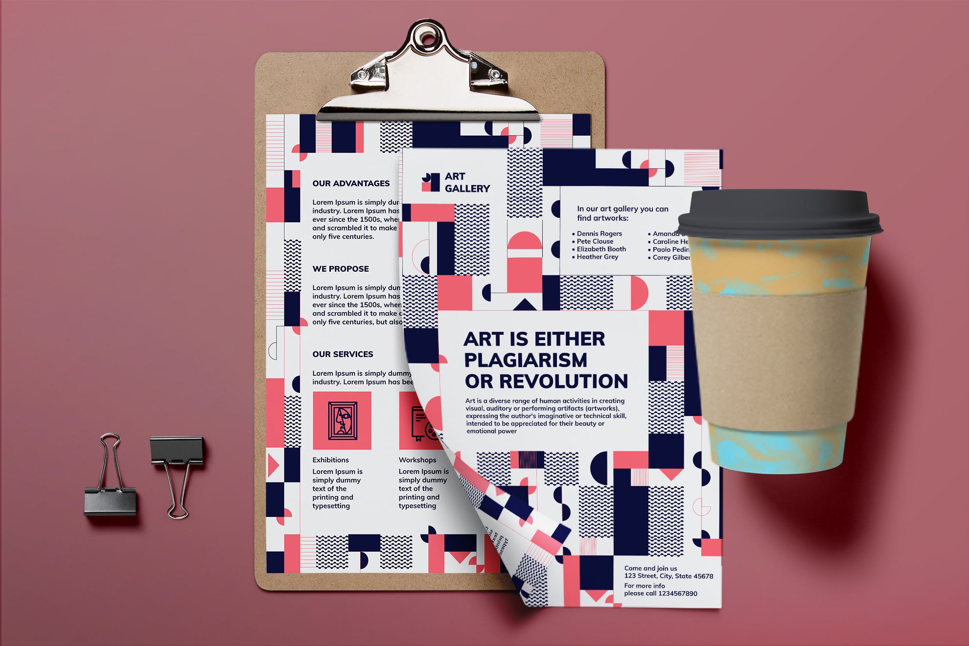 抽象创意艺术设计风格海报设计模板 Art Gallery Flyer插图(2)