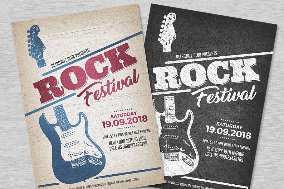 摇滚音乐派对活动传单模板 Rock Festival Flyer插图(2)